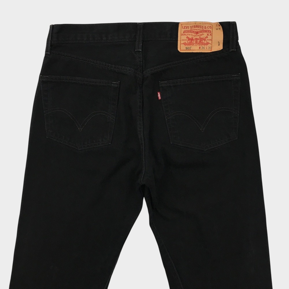 VINTAGE Levis 501 Original Fit Jeans Mens 34x29 Black Denim Straight Button Fly